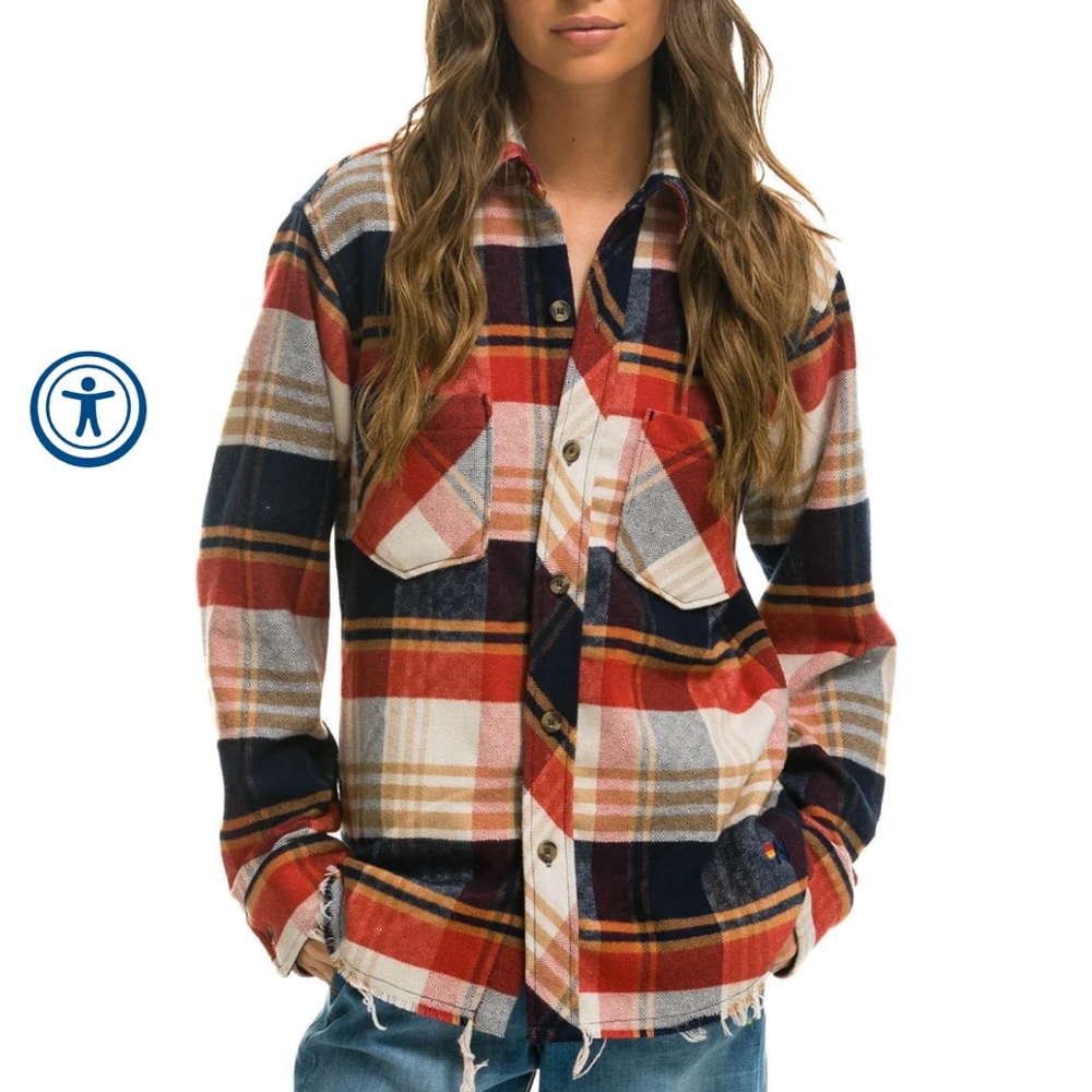 Aviator nation PLAID FLANNEL LIGHT WEIGHT UNISEX WESTERN SHIRT - COWBOY PLAID